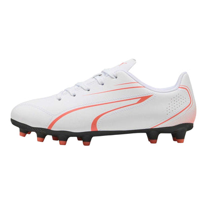 White-Glowing Red - Back - Puma Childrens-Kids Vitoria Firm Ground Football Boots
