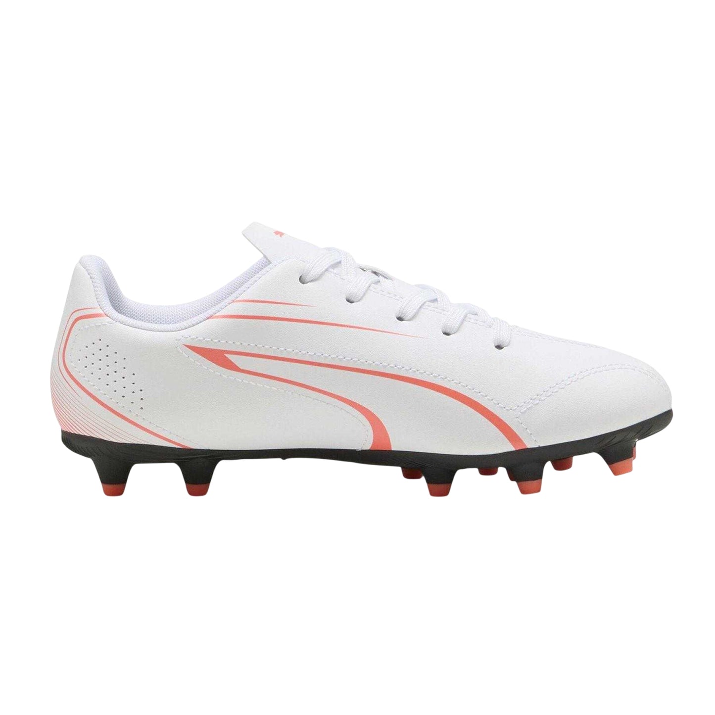 White-Glowing Red - Front - Puma Childrens-Kids Vitoria Firm Ground Football Boots