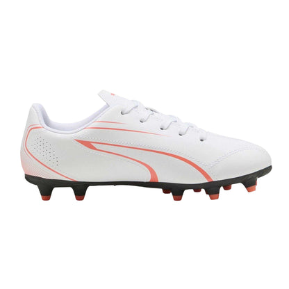 White-Glowing Red - Front - Puma Childrens-Kids Vitoria Firm Ground Football Boots