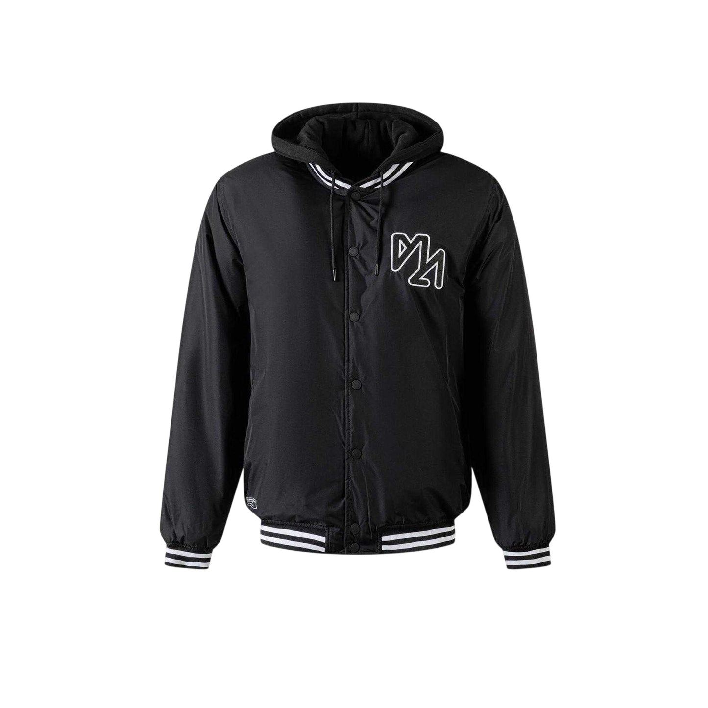 Black - Front - Minoti Mens Embroidered Logo Detachable Hood Varsity Jacket