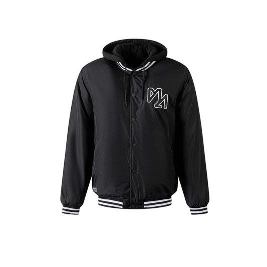 Black - Front - Minoti Mens Embroidered Logo Detachable Hood Varsity Jacket