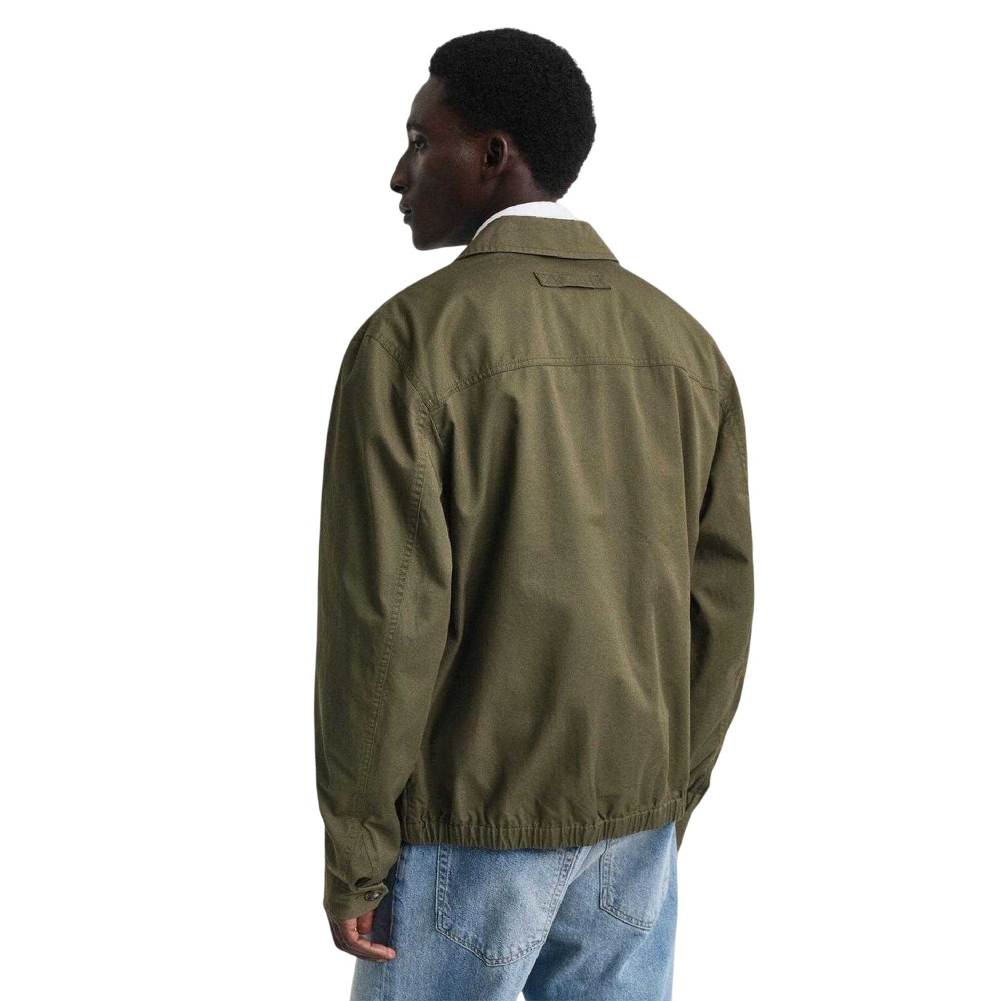 Green - Back - Gant Mens Windcheater Cotton Twill Water Repellent Regular Jacket