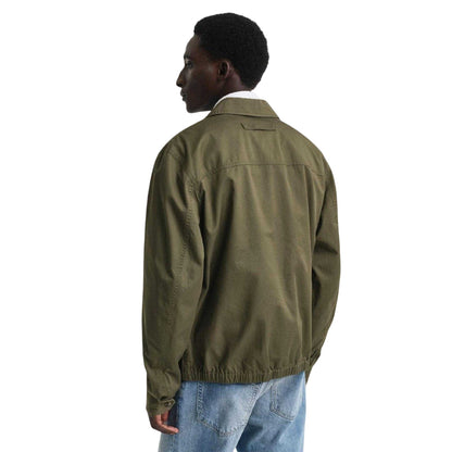 Green - Back - Gant Mens Windcheater Cotton Twill Water Repellent Regular Jacket