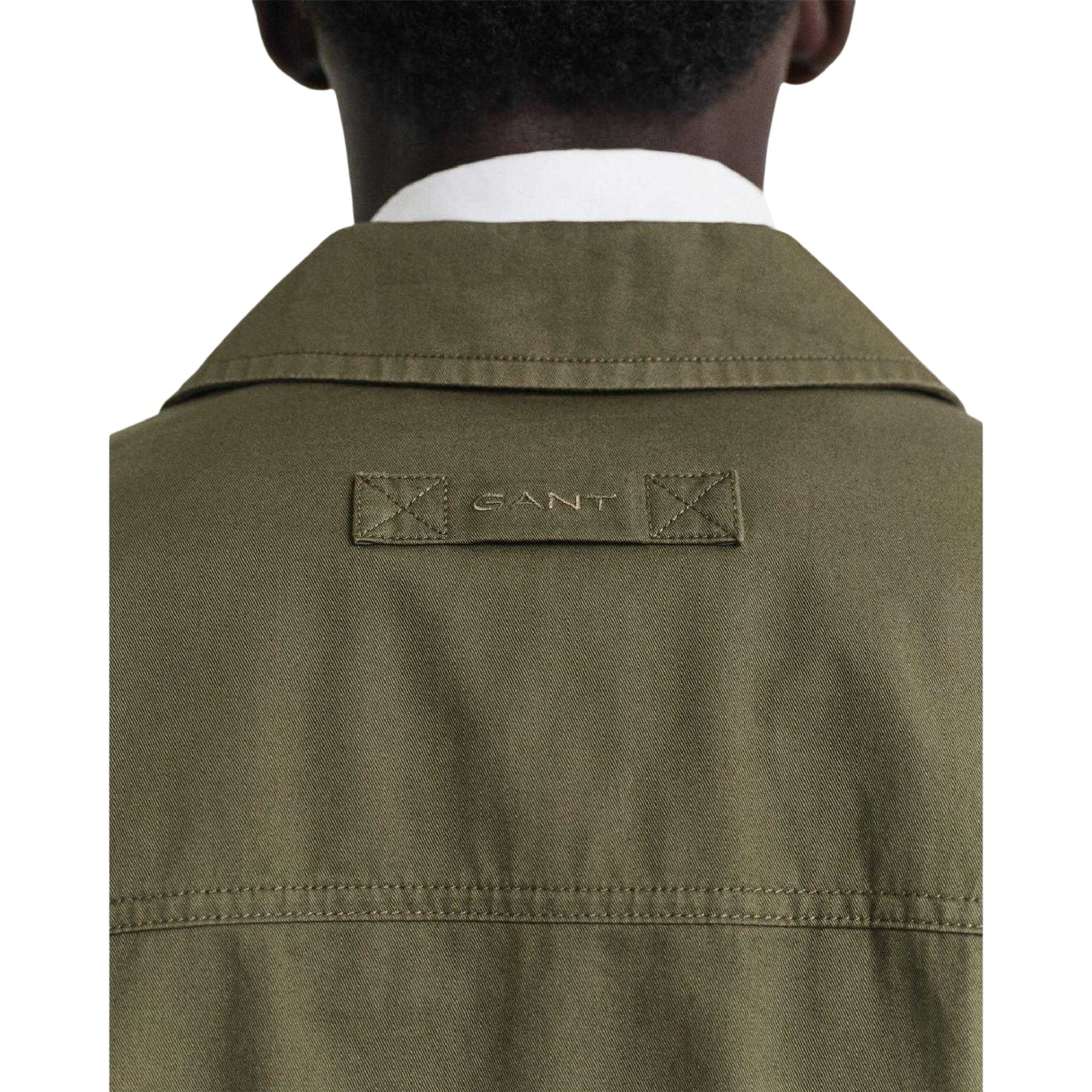 Green - Side - Gant Mens Windcheater Cotton Twill Water Repellent Regular Jacket
