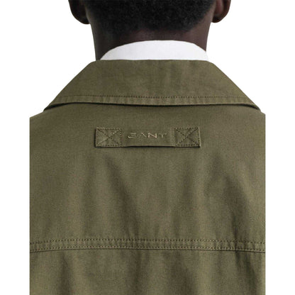 Green - Side - Gant Mens Windcheater Cotton Twill Water Repellent Regular Jacket