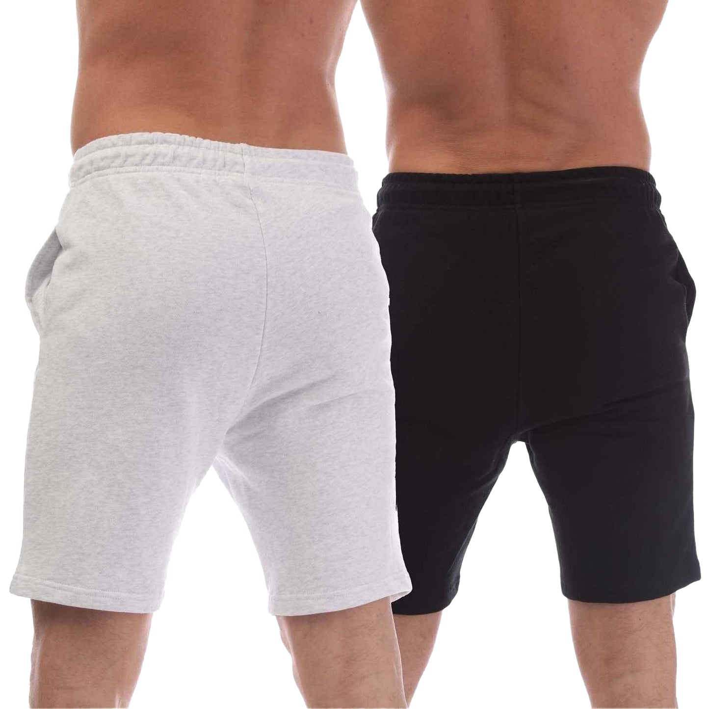 Black-Light Grey - Back - Jack And Jones Mens Gordan Beau Sweat Shorts (Pack of 2)