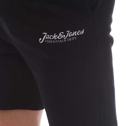 Black-Light Grey - Side - Jack And Jones Mens Gordan Beau Sweat Shorts (Pack of 2)