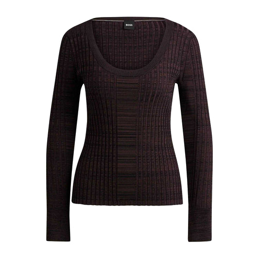 Brown - Front - Boss Womens-Ladies Firama Scoop Neck Sweater Top