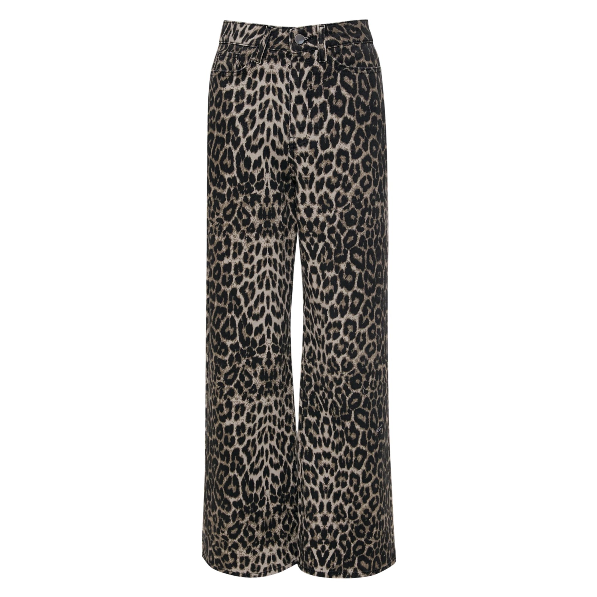 Grey Leopard Print - Front - Threadbare Womens-Ladies Soleil Denim Wide Leg Jeans