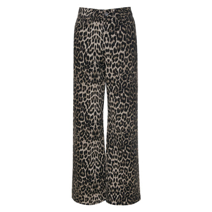 Grey Leopard Print - Front - Threadbare Womens-Ladies Soleil Denim Wide Leg Jeans