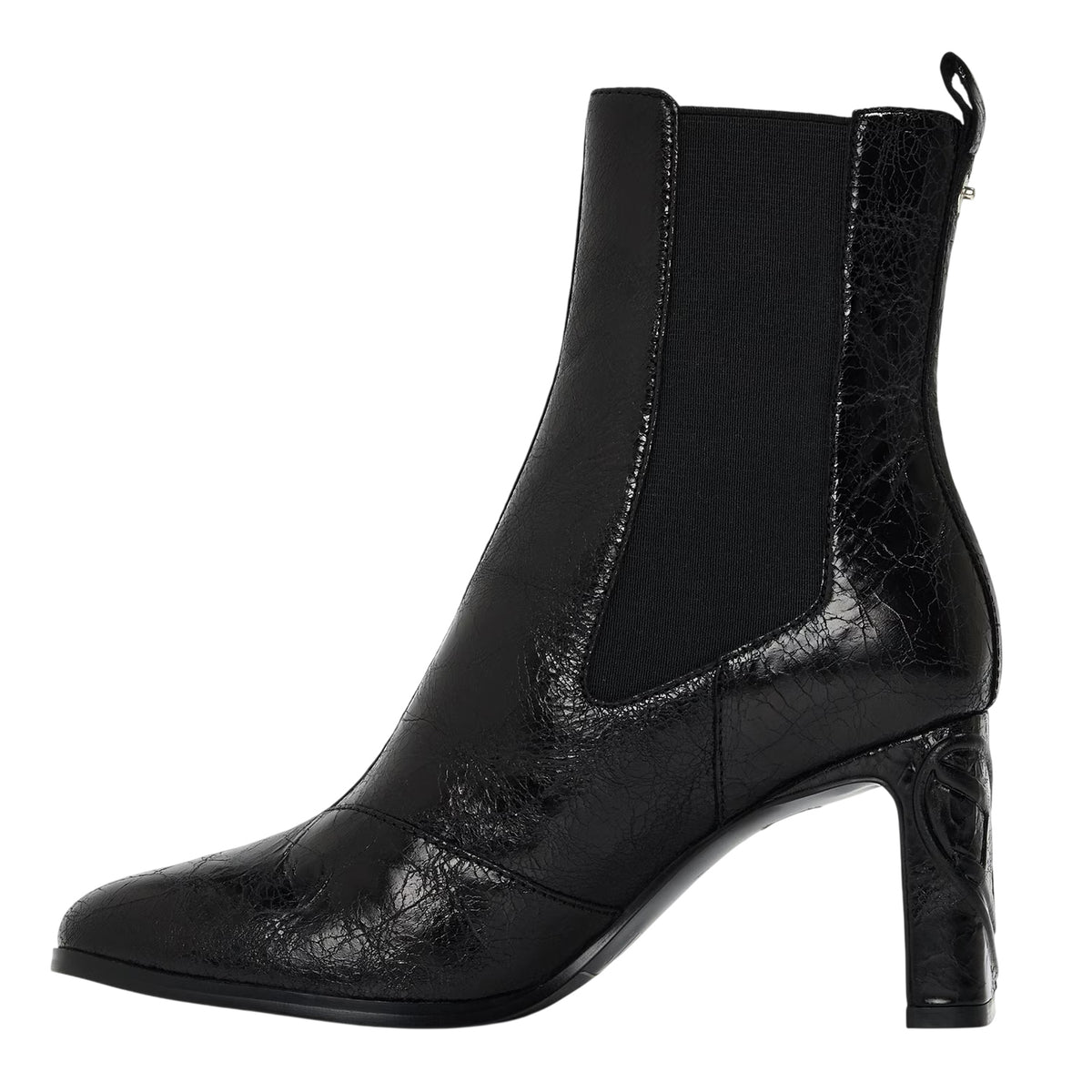 Black - Back - Diesel Womens-Ladies Giove Textured Block Heel Chelsea Boots