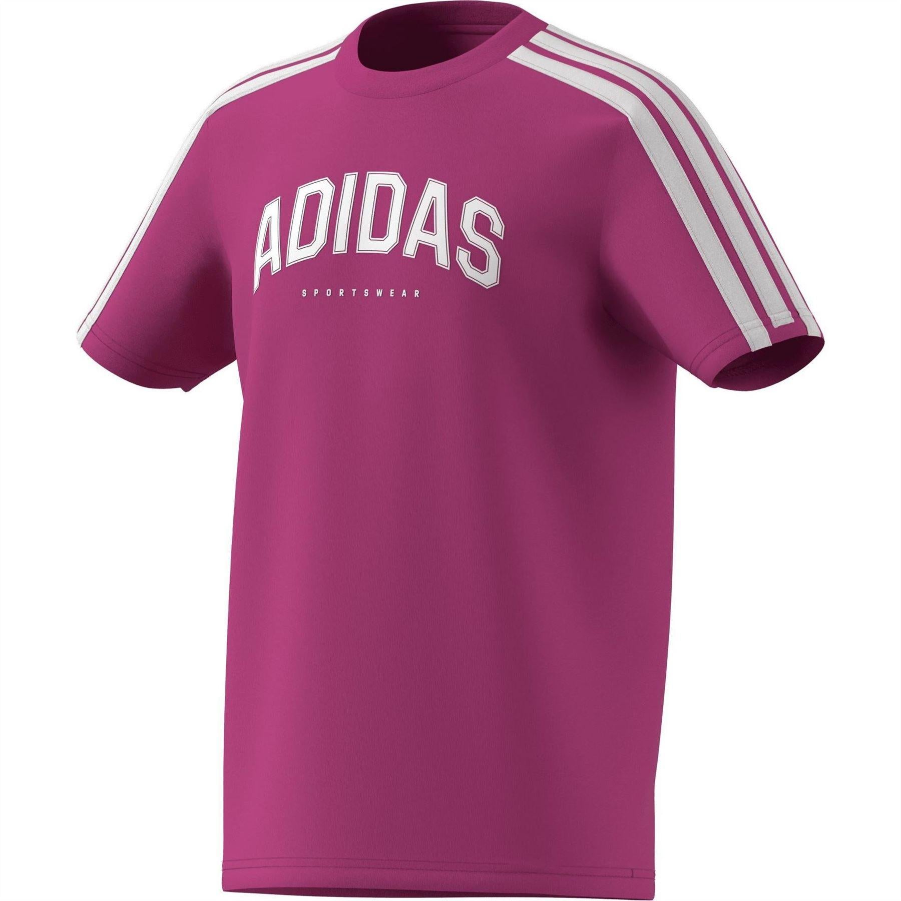 Pink - Side - Adidas Childrens-Kids Graphic T-Shirt