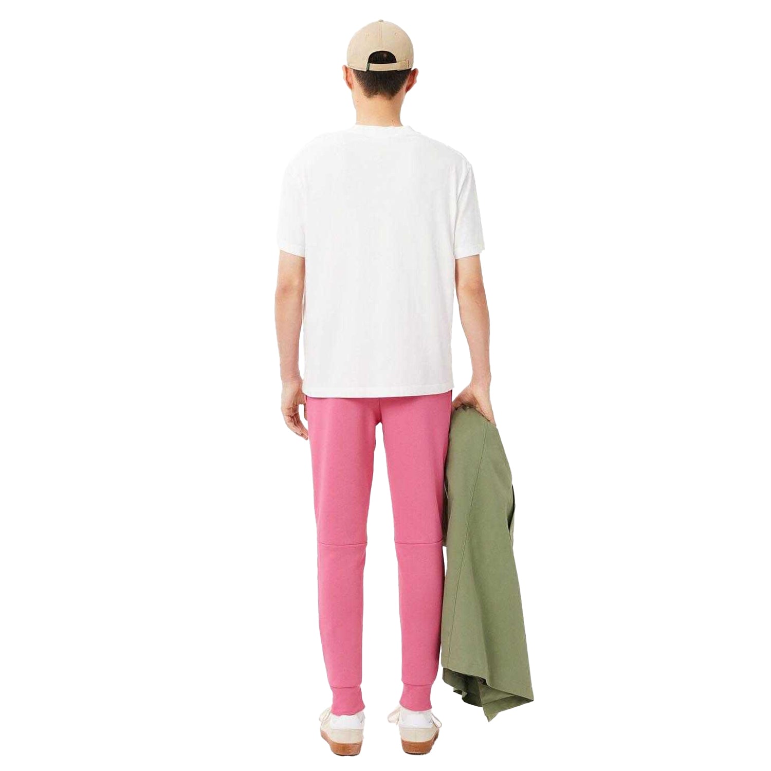 Pink - Back - Lacoste Mens Organic Cotton Slim Jogging Bottoms