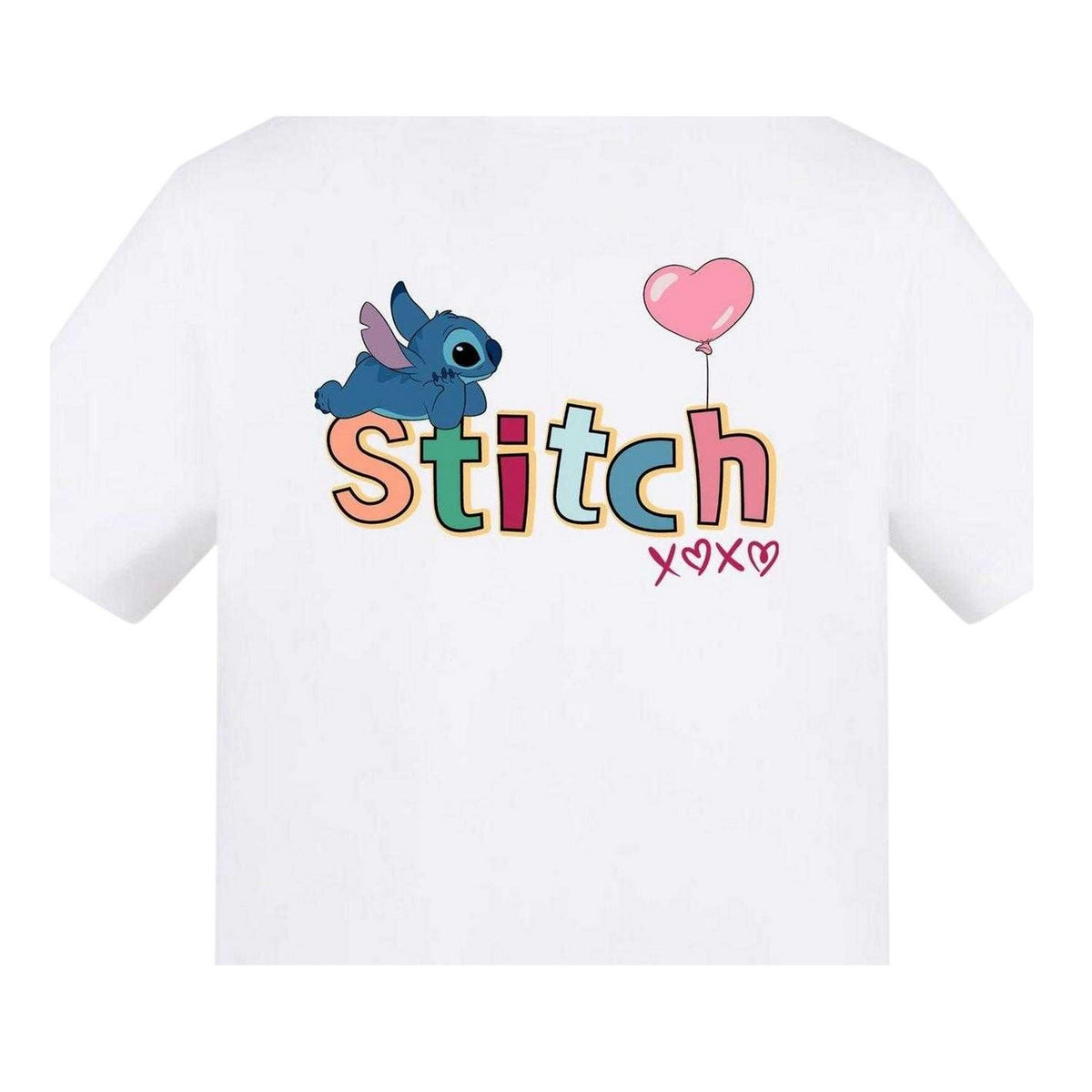 White - Side - Lilo & Stitch Childrens-Kids Heart Cotton T-Shirt