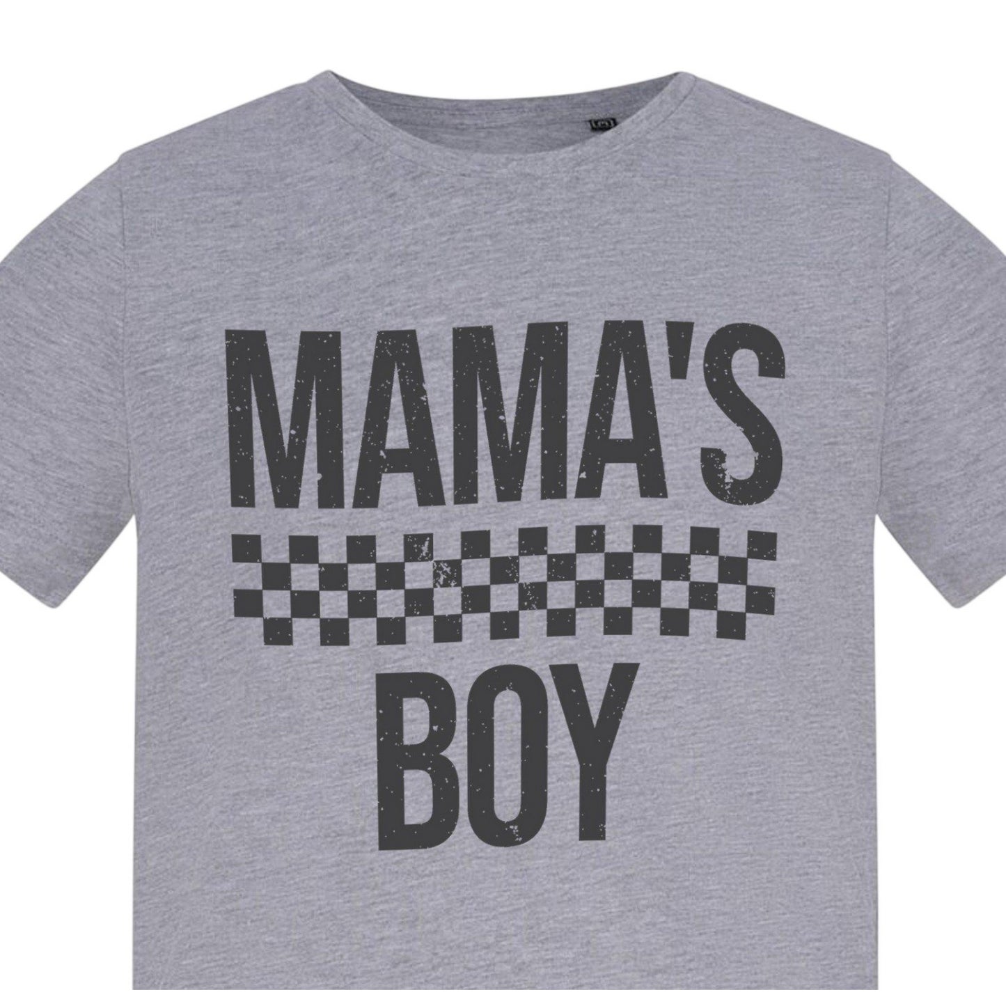 Grey - Back - AWD Childrens-Kids Mamas Boy Checkerboard T-Shirt