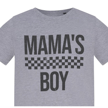 Grey - Back - AWD Childrens-Kids Mamas Boy Checkerboard T-Shirt