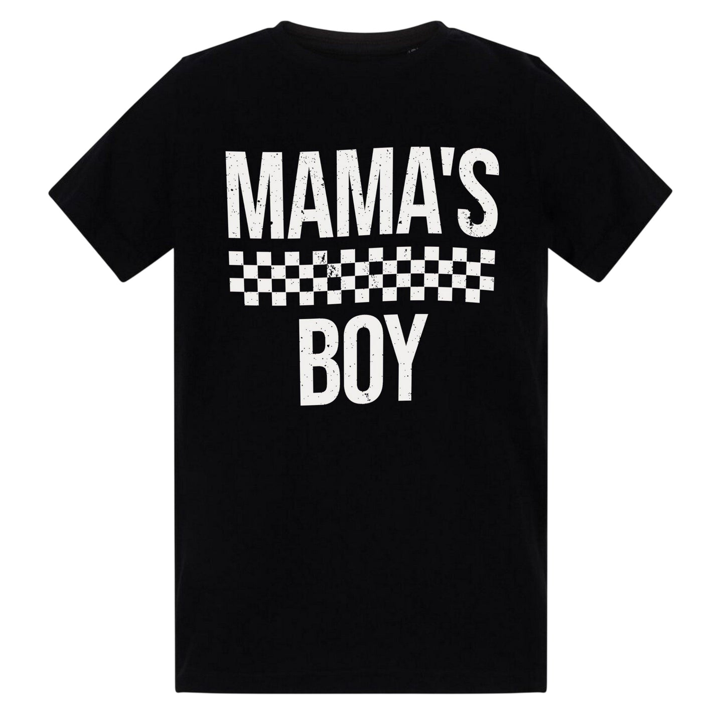 Black - Front - AWD Childrens-Kids Mamas Boy Checkerboard T-Shirt