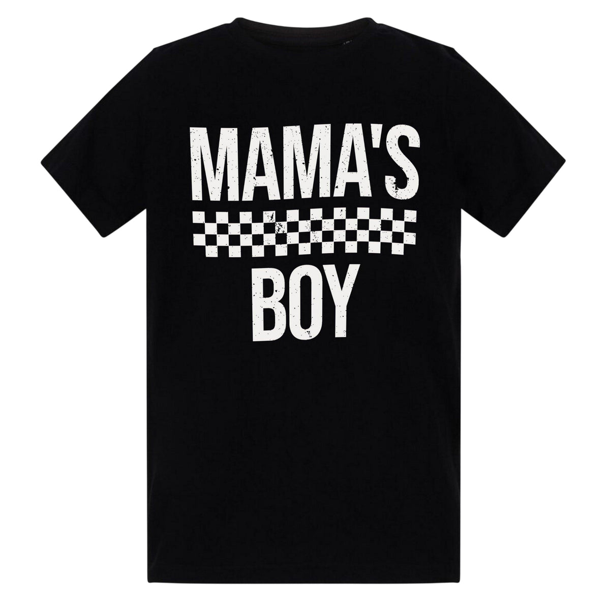 Black - Front - AWD Childrens-Kids Mamas Boy Checkerboard T-Shirt