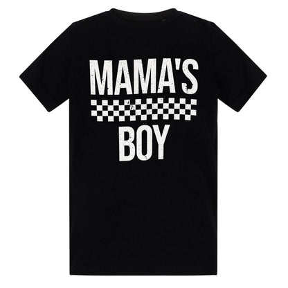 Black - Front - AWD Childrens-Kids Mamas Boy Checkerboard T-Shirt