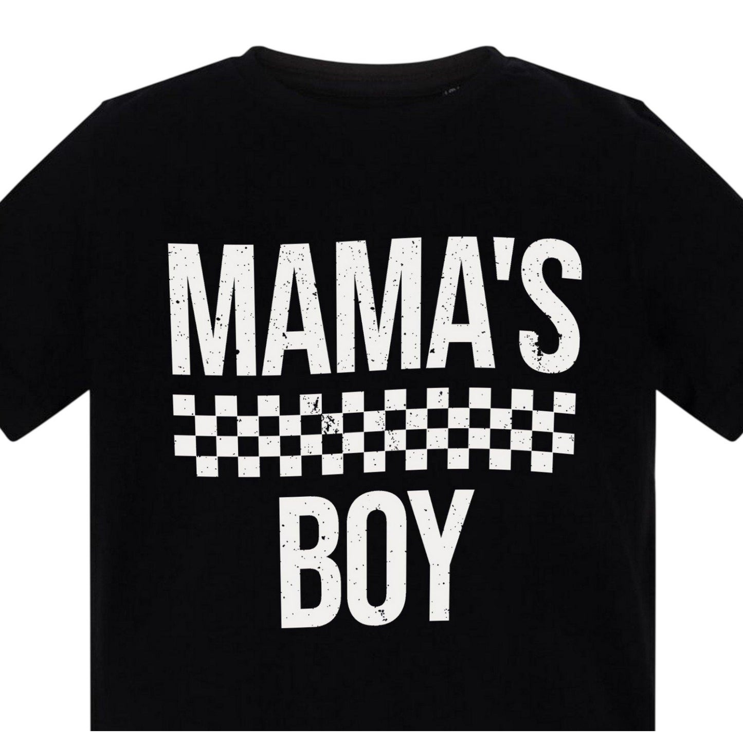 Black - Back - AWD Childrens-Kids Mamas Boy Checkerboard T-Shirt