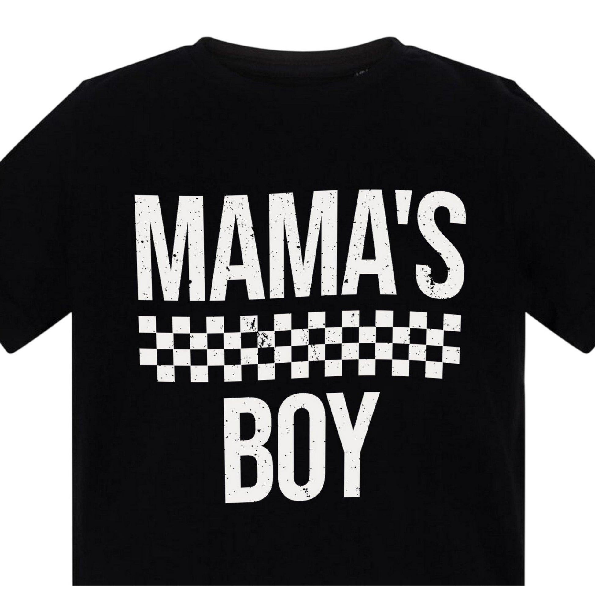 Black - Back - AWD Childrens-Kids Mamas Boy Checkerboard T-Shirt