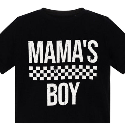 Black - Back - AWD Childrens-Kids Mamas Boy Checkerboard T-Shirt