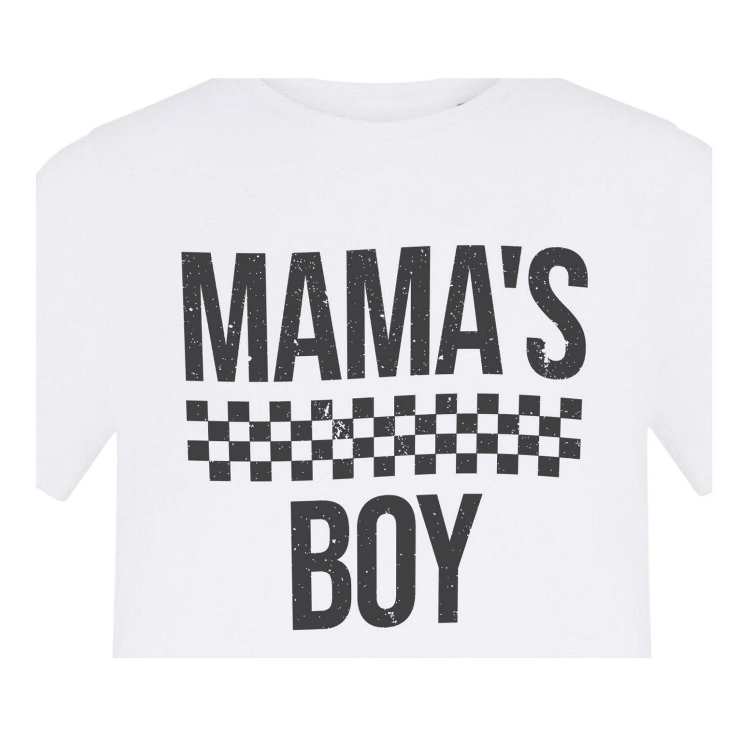 White - Back - AWD Childrens-Kids Mamas Boy Checkerboard T-Shirt