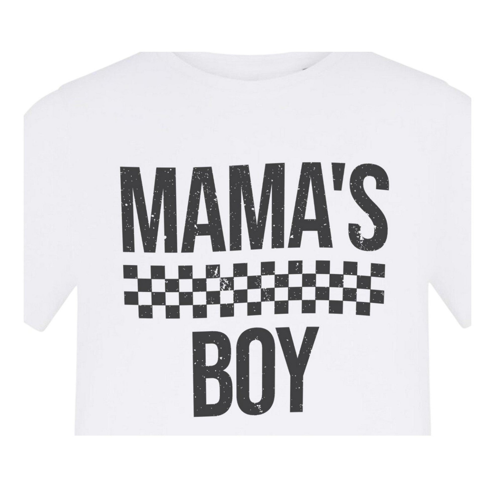 White - Back - AWD Childrens-Kids Mamas Boy Checkerboard T-Shirt