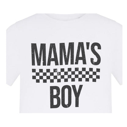 White - Back - AWD Childrens-Kids Mamas Boy Checkerboard T-Shirt