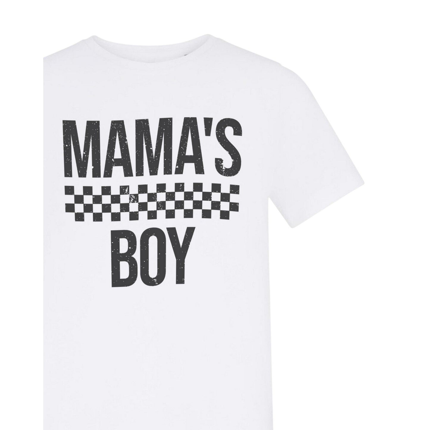White - Side - AWD Childrens-Kids Mamas Boy Checkerboard T-Shirt