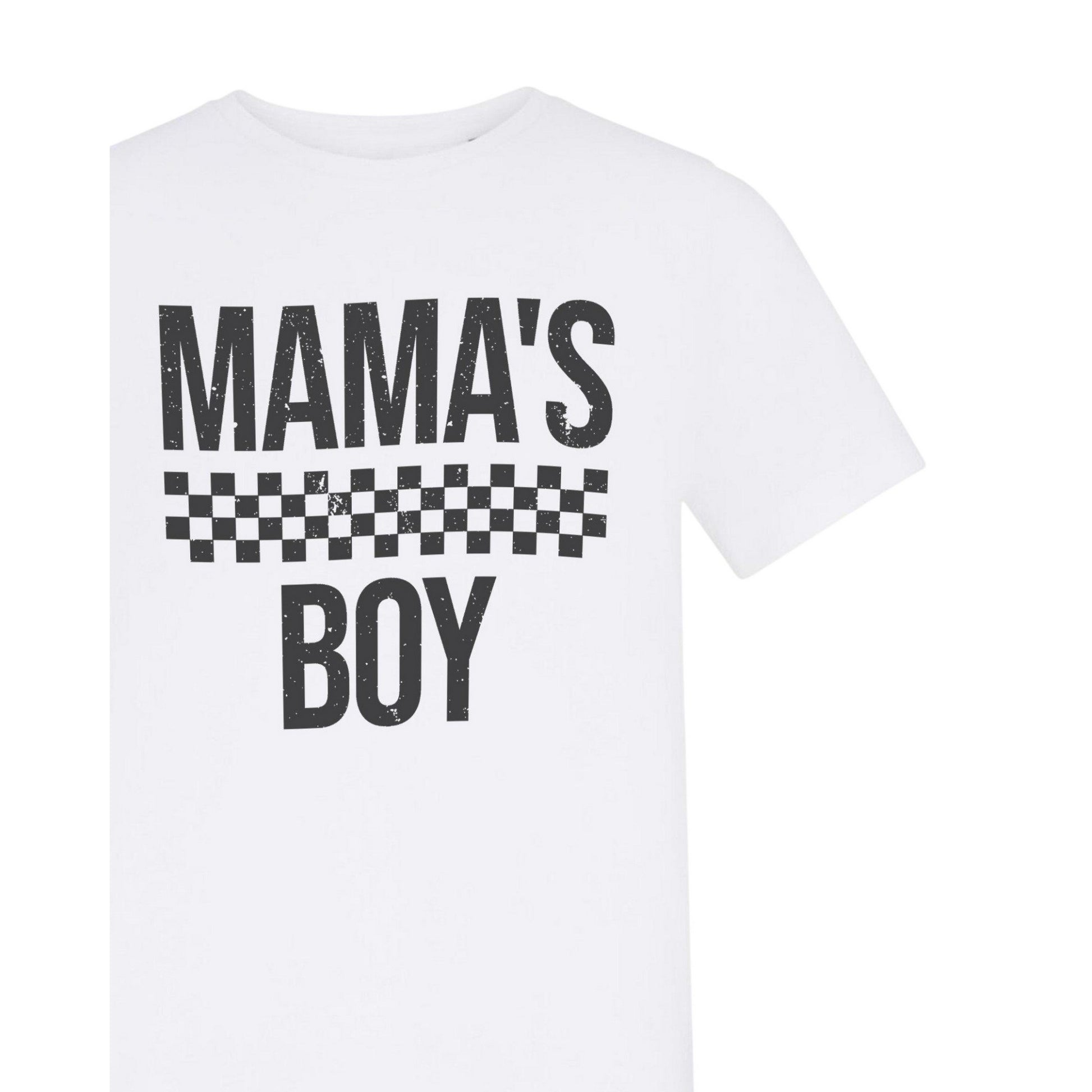White - Side - AWD Childrens-Kids Mamas Boy Checkerboard T-Shirt