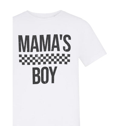 White - Side - AWD Childrens-Kids Mamas Boy Checkerboard T-Shirt