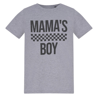Grey - Front - AWD Childrens-Kids Mamas Boy Checkerboard T-Shirt