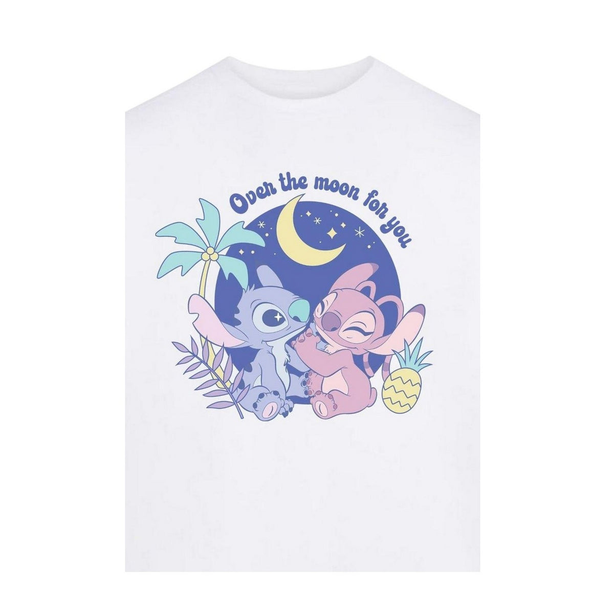 White - Back - Lilo & Stitch Childrens-Kids Over The Moon For You Angel Printed T-Shirt