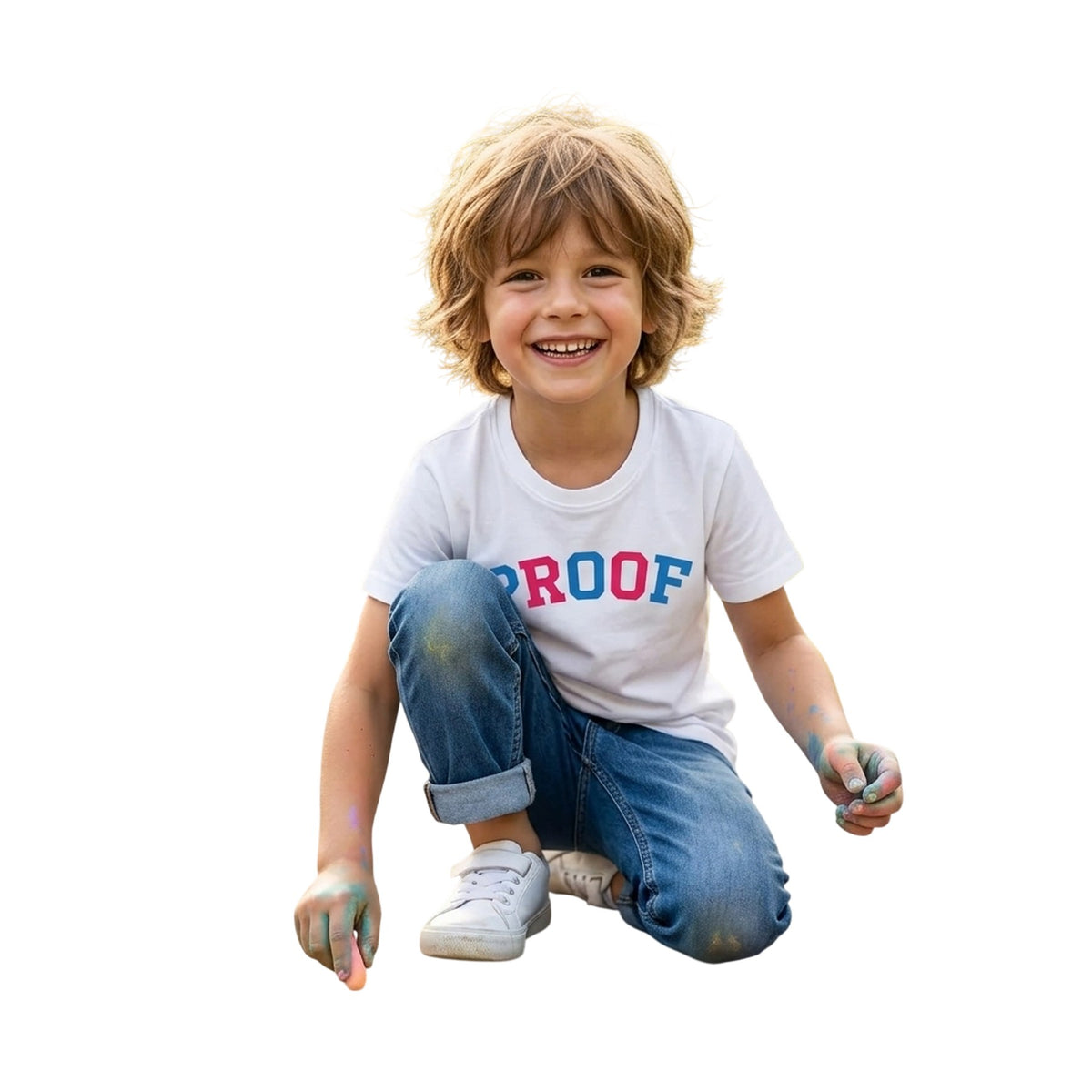White - Side - AWD Childrens-Kids Proof Cotton T-Shirt
