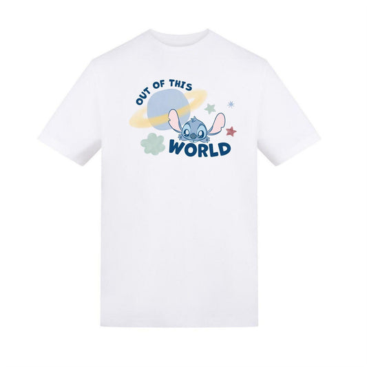 White - Front - Lilo & Stitch Childrens-Kids Out Of This World Planet T-Shirt