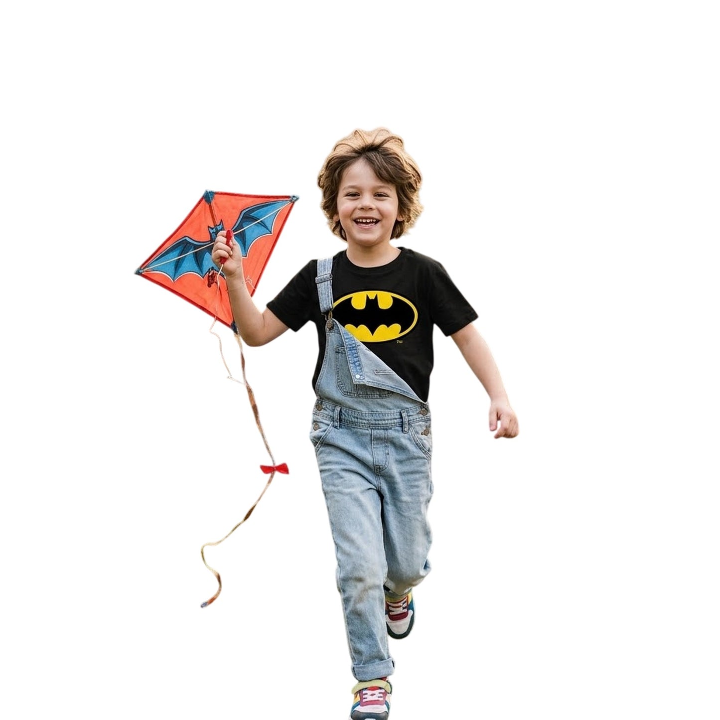 Black - Side - Batman Childrens-Kids Logo Cotton T-Shirt
