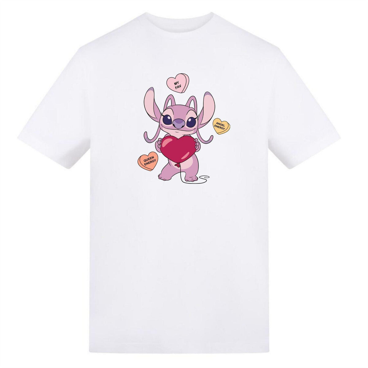 White - Front - Lilo & Stitch Childrens-Kids Angel Energy Graphic Print T-Shirt