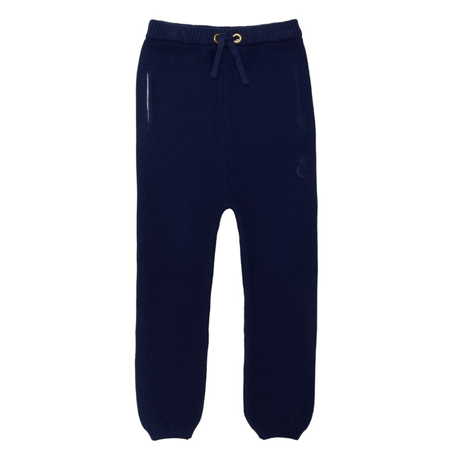 Navy Blue-White - Side - Caramelo Kids Childrens-Kids Zip Neck Top And Trousers Set