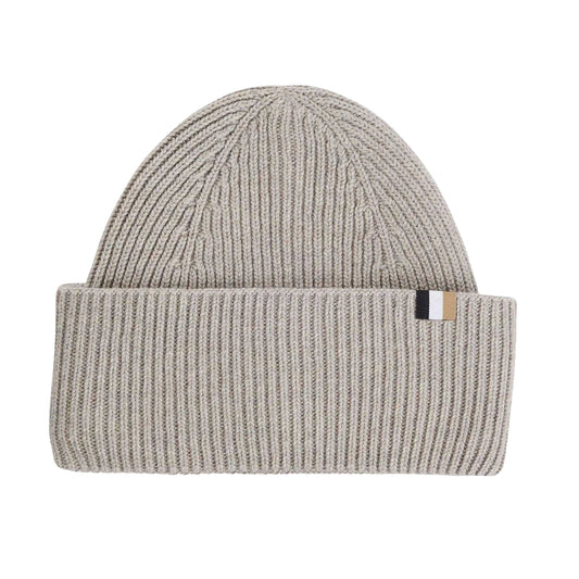 Grey - Front - Boss Laura Plain Ribbed Beanie