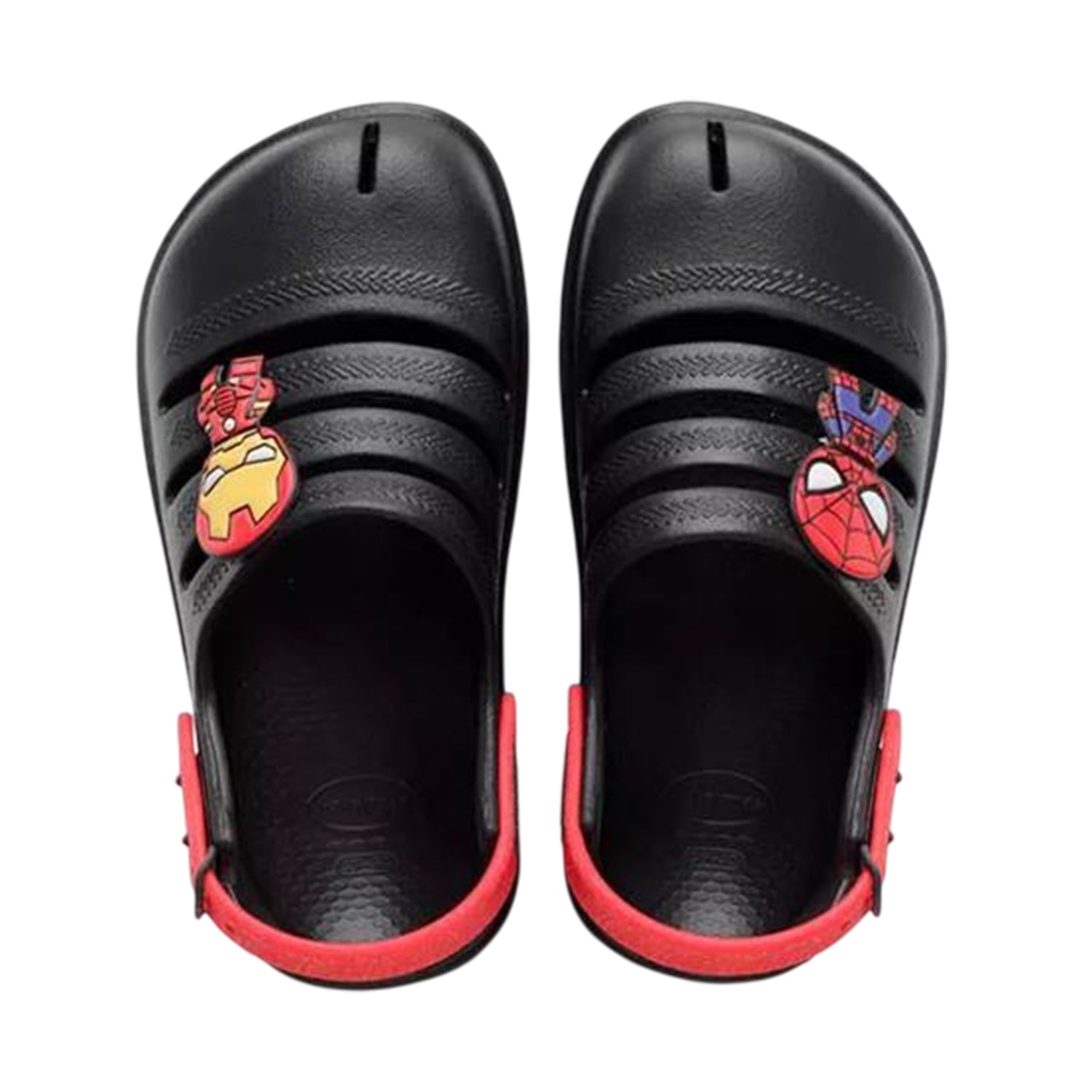Black - Lifestyle - Marvel Childrens-Kids Spiderman & Iron Man Flat Flip Flops