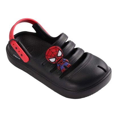 Black - Pack Shot - Marvel Childrens-Kids Spiderman & Iron Man Flat Flip Flops