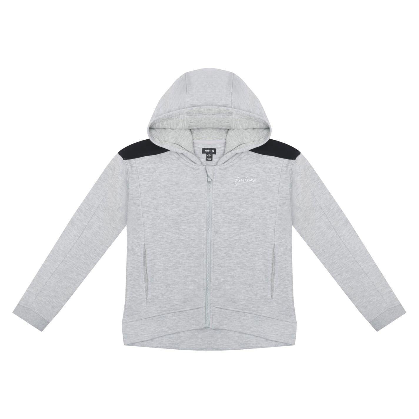 Grey-Black - Side - Firetrap Girls Logo Hoodie And Leggings Set (Pack of 3)