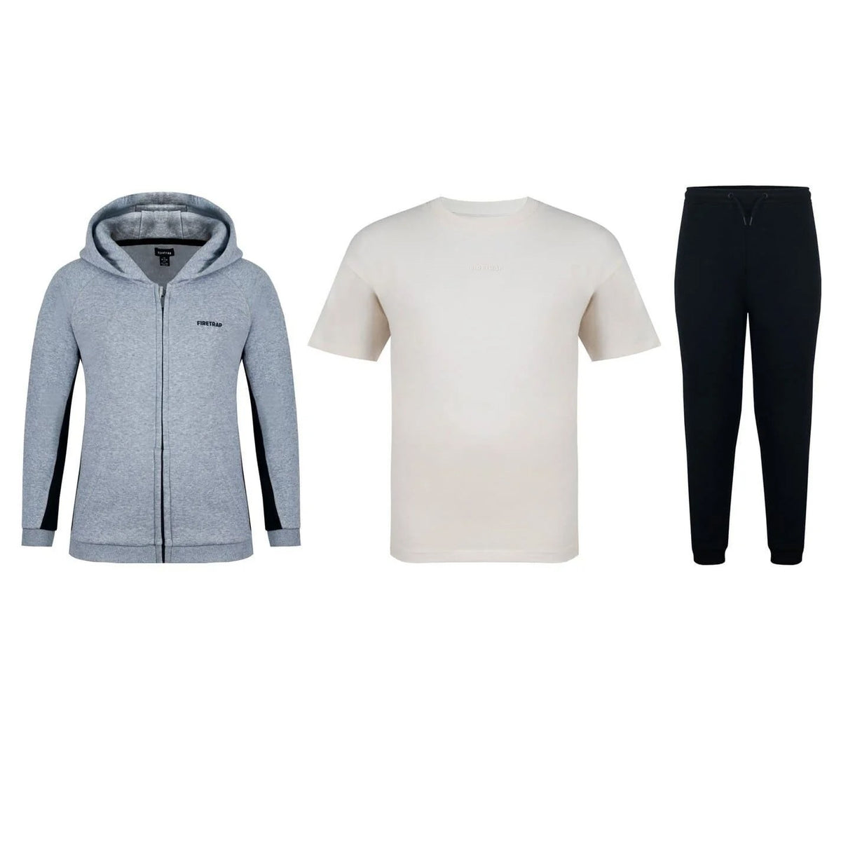 Black-Grey Marl - Front - Firetrap Boys Logo Tracksuit Set (Pack of 3)