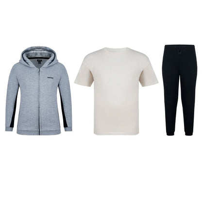Black-Grey Marl - Front - Firetrap Boys Logo Tracksuit Set (Pack of 3)
