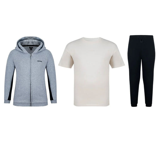 Black-Grey Marl - Front - Firetrap Boys Logo Tracksuit Set (Pack of 3)