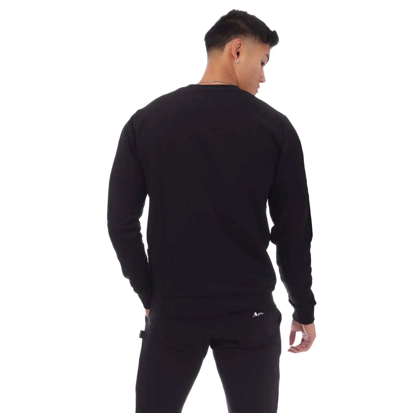Black - Back - Aquascutum Mens Round Neck Sweatshirt