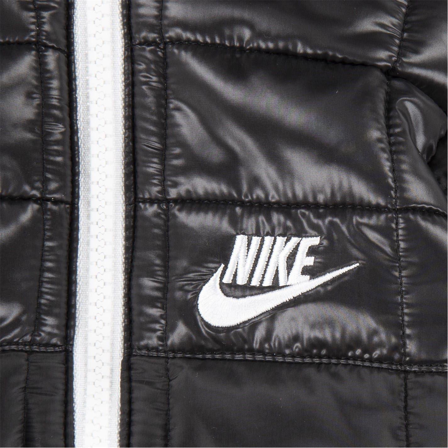 Black - Side - Nike Baby Plaid Hooded Long-Sleeved Snowsuit