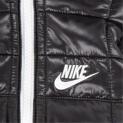 Black - Side - Nike Baby Plaid Hooded Long-Sleeved Snowsuit