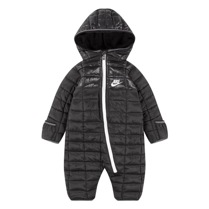 Black - Front - Nike Baby Plaid Hooded Long-Sleeved Snowsuit